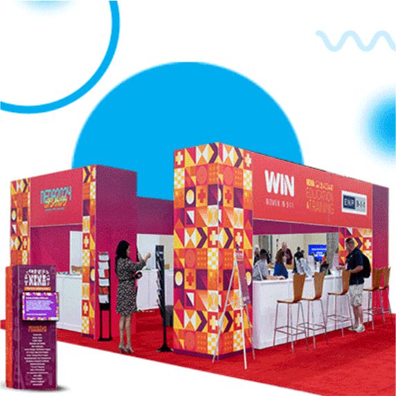 Custom exhibition booth and backdrop branding by Bayan Branding at a Dubai trade show