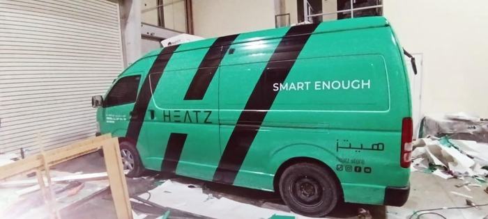 Heatz green delivery van full wrap in Dubai