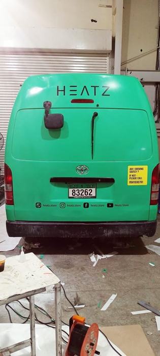 Heatz delivery van rear door branding