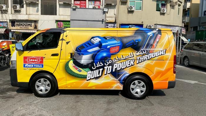 Ideal power tools Hiace van full wrap in Dubai