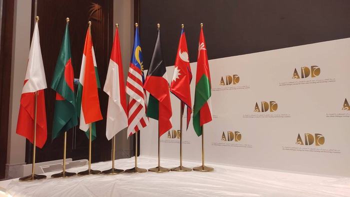 International flags lineup at an event