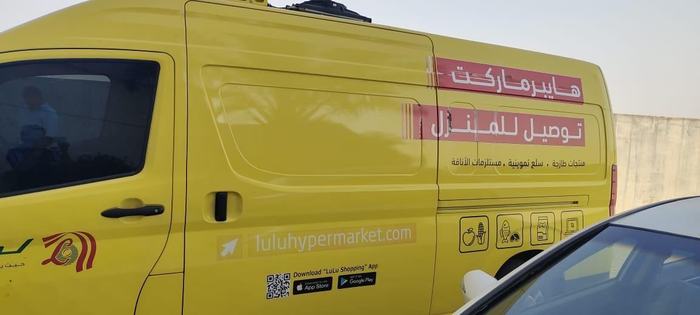 Lulu Hypermarket home delivery van branding in Dubai