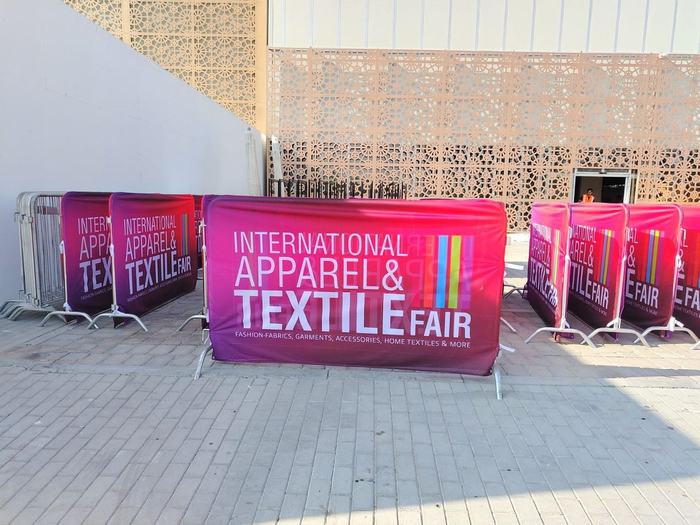 International Apparel and Textile Fair crowd barrier banners