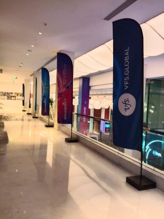 VFS Global indoor feather flags