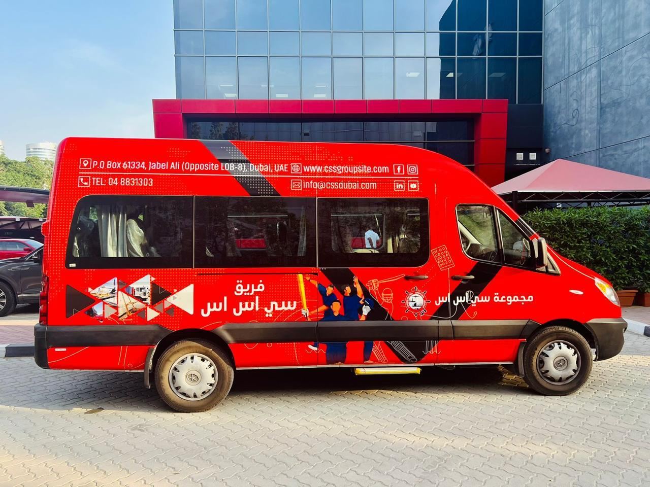 CSS Group minibus wrap in Jebel Ali, Dubai