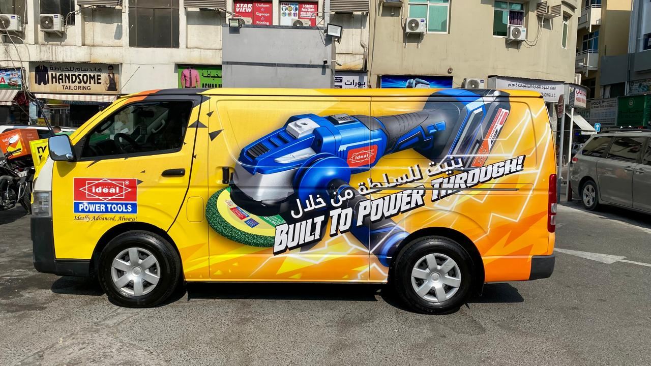 Ideal power tools Hiace van full wrap in Dubai