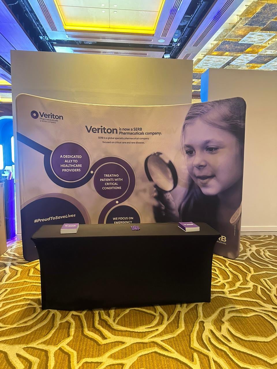 Veritas exhibition backdrop and counter