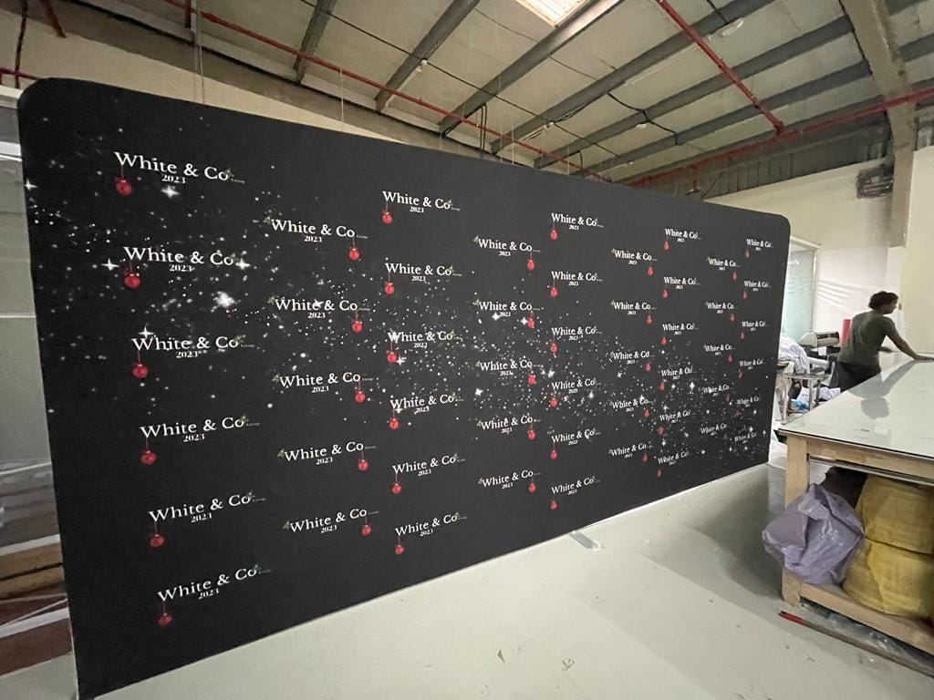 White & Co printed backdrop