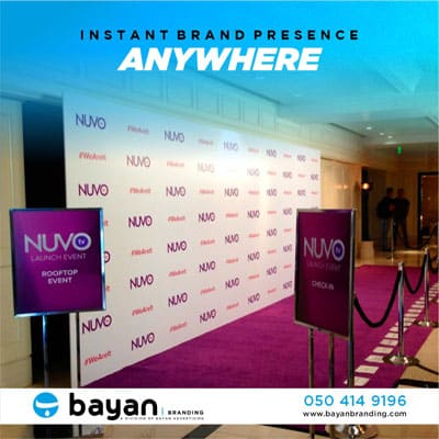 Social media post designed by Bayan for event backdrops